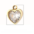 Gouden hartvormige hanger van roestvrij staal met kristal en exacte afmetingen - Hart met Zirkonia (VC706) / Goud