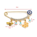 Golden bumblebee and evil eye charm brooch with blue crystals and pearls detail - Gold Bee Honeycomb - Evil Eye