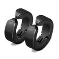 Polished black stainless steel huggie hoop earrings with a wide band and hinge closure - Single Piece / Black (4*9MM)