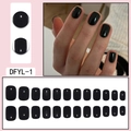 Short square press-on nails in glossy black finish with 24 pieces display set - Glue Type / Black (DFYL-01)