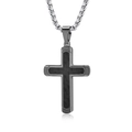 Cross necklace for men with carbon fiber inlay and stainless steel box chain - Gunmetal Color Pendant Only