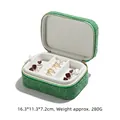 Green tweed jewelry box organizer with gold zipper for rings and earrings - Matcha Green (Linen) / No. 1