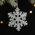 Clear acrylic snowflake ornament with textured ice finish and warm bokeh lighting background - Transparent Snowflake B / 2 Pieces