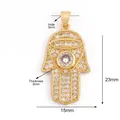 Detailed size view of Hamsa Hand charm in 18K gold finish with cubic zirconia stones - M599353-gold / Gold