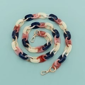 DIY acrylic bag strap with blue, white, and marble resin links and gold lobster clasps - B302-E Blue White Red Mixed