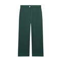 Deep green high-waisted wide-leg trousers with a gold metal button on a plain white background - S / Green Pants