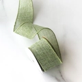 Sage green faux linen ribbon roll with woven mesh texture for wedding decor - 4cm Wide x 5 Yards Long / Olive Green