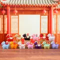 Set of 12 colorful creative pony figurines with golden sycee on a wooden display - -463 Lucky Stickers Small Set 12 / Full Box Set