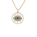 Minimalist gold necklace with Evil Eye pendant featuring blue and clear zircon stones - Classic Round Evil Eye