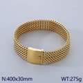 Wide 18k gold plated titanium steel mesh bracelet with square buckle 400x30mm - 30MM / Gold
