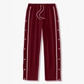 Men's retro high street track pants in burgundy with side white stripes and tear-away buttons - S / Red