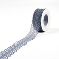 Dusty blue lace ribbon roll with floral embroidery for gift wrapping and wedding decor - S002 / 25mm*9m / Grey Blue