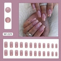 Roze glitter verloop kunstnagels set, middellange vierkante vorm, pakket van 24 stuks - Glitter Frans Verloop Stijl (W1229)