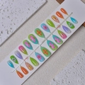 Candy gradient press-on nails with 3D floral reliefs and pearls in almond shape - Wy-062 / 10 Pieces In Xs Size
