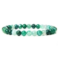 Handmade 6mm multi-tone green natural stone agate beaded stretch bracelet for women - Green Striped Agate