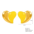 Orecchini a cuore in acciaio inossidabile placcato oro 18K con smalto giallo acceso - Smalto Giallo