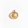 Close-up of a round gold moon pendant featuring purple glitter and irregular gold frame - Moon Irregular Round Style (Style 5)