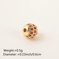 Golden bead charm with red cubic zirconia stones and 6mm diameter for DIY jewelry - 6MM Ruby Color Gold Plated