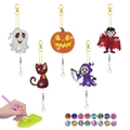 DIY Halloween diamond painting keychain set with ghost and pumpkin charms with crystal beads - Vampire Pumpkin Style
