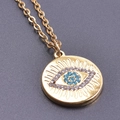 Collana in acciaio inossidabile placcata oro 18k con ciondolo malocchio in strass blu - Collana Oro