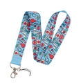 Detail of medical cartoon lanyard with stethoscope pattern and durable metal clasp - Cartoon Medical-Light Blue