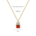 Detailed view of cat gift box necklace with dimensions: 39+5cm chain and 10mm pendant - Cartoon Cat