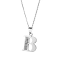Collana a catena in acciaio inossidabile argento con ciondolo lettera B con cristalli lucidi - Lettera B