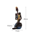 African woman figurine sitting with vase, colorful resin home decor, height 20cm - Black Woman Blue Clothes Pointed Hat Holding Vase RRW051
