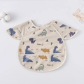 Waterproof baby feeding bib with shoulder wings and colorful dinosaur patterns - (super Soft) Shawl - Beige Dinosaur / One Size
