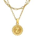 Double-layered gold paperclip necklace with hammered Z-initial pendant for women - Letter Z (With Double Chain)