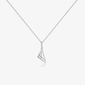 Minimalist S925 sterling silver triangle pendant necklace with a single zircon stone - Platinum - Necklace