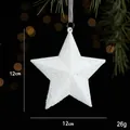 White 12cm Christmas star ornament with glitter finish and silver ribbon hanger - Star Style 3