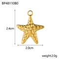 Gold starfish charm for ocean jewelry, 2.4cm stainless steel pendant for necklaces - Gold Starfish (BP48110B0)