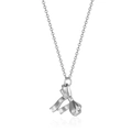 Collana in acciaio al titanio argento lucido con pendente a mini fiocco 3D su catena fine - Lunghezza della catena 45+5cm / Argento