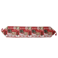 Jacquard Tischläufer für Weihnachten mit Rentier-Motiv und roten Fransenquasten - Cartoon Rentier Stil E