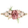 Floral nylon baby headband featuring dark pink roses and cream buds on a soft elastic band - Style 33 (33)