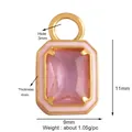 Pink enamel rectangular gemstone pendant in gold-plated brass for DIY jewelry making - M601340-Pink