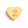 Golden heart charm with letter Z engraving made of polished stainless steel for DIY jewelry - Letter Z (Gold)