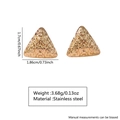 Golden triangle stainless steel stud earrings with textured wavy surface finish - Bumpy Wavy Triangle (FYD6118)