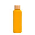 Bright yellow matte 304 stainless steel thermos bottle with natural bamboo lid - Matte Earthy Yellow