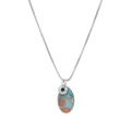 Vintage natural stone pendant necklace with blue marble texture and silver box chain - Vintage Oval Pendant Necklace