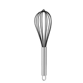 Manual stainless steel whisk with black silicone-coated wires and hanging loop - 10" / Black