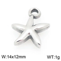 Starfish shaped silver stainless steel pendant with dimensions 14x12mm for DIY jewelry - Silver Sea Star (KLJ9938-Z)