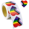 Rainbow heart-shaped progress pride stickers in roll for Valentine's Day decorations - Style A / S