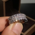 Luxurious white gold plated copper ring with square cubic zirconia and S925 stamp - US 6 / Silver