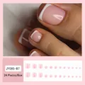 Faux ongles d'orteils roses et blancs style French JY085-B7 kit de 24 pièces - JY085-B7 Bordure Blanche Française