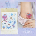 Ocean theme glitter tattoo stickers featuring whales and colorful sea creatures - Watercolor Sea Life (FG-101)