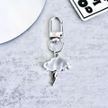 Cute silver keychain with frosted translucent cloud and metal lightning pendant - White Lightning