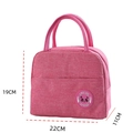 Pink portable thermal lunch bag with panda badge and durable oxford fabric texture - Rose Red Panda Label Thermal