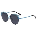 Polarized sky blue children's bear sunglasses with panda detail and bamboo temples - Blue Frame
